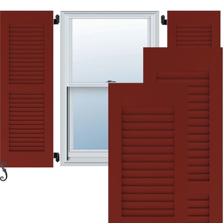 15W X 66H Americraft Two Equal Louver Exterior Real Wood Shutters, Pepper Red